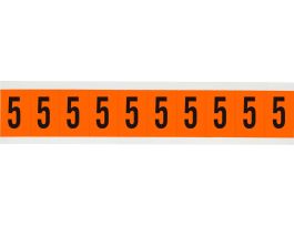 Outdoor Vinyl 1 in Black on Orange Numbers 5 Card of 10 Labels