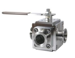 High Vacuum Ball Valve, 3-Way, Manual, KF40