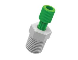 Tubing Adapter, 1/16" OD x 1/4" NPT(M), Green PP Nut, Blue ETFE Ferrule; 1/EA