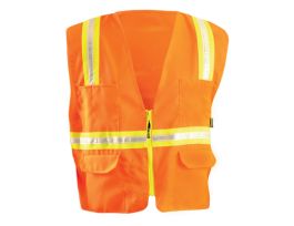VEST TWO-TONE SURVEYOR W/ZIP ORANGE XL
