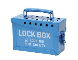 Brady® Portable Metal Group Lock Box, Small, 13 Lock Capacity, Blue