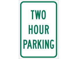 Two Hour Parking Sign, 18" H x 12" W x 0.090" D, Aluminum
