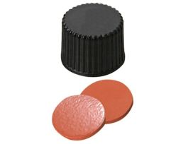 Screw Cap, Polypropylene, Black, 15 mm, Closed, Natural Rubber/TEF Septa; 1000/pk