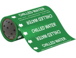 Chilled Water Pipe Marker, 30' H x 8" W x 30' L, Roll of 30', Fits Pipes 2" Dia. or Smaller