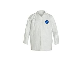 Tyvek® 400 Shirt. Collar. Open Wrists. Extends to Hip. Front Snap Closure. Serged Seams, 50/CS, White