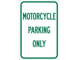 Motorcycle Parking Only Sign, 18" H x 12" W x 0.090" D, Aluminum