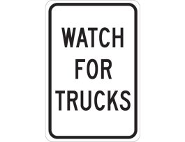 Watch For Trucks Sign, 18" H x 12" W x 0.006" D, Polyester