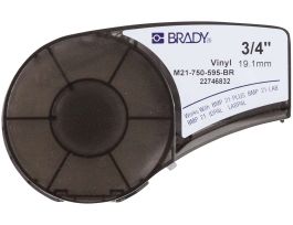 All Weather Permanent Adhesive Vinyl Label Tape with Ribbon for M210 M211 BMP21-PLUS Printers - 0.75" White on Brown