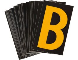 BradyLite 1 in Reflective Numbers Yellow on Black, B 25/PK