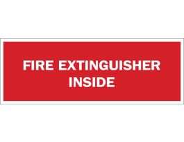 Fire Extinguisher Inside Sign, 7" H x 10" W x 0.035" D, White on Red, Aluminum