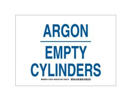 Argon Empty Cylinders Sign, 7" H x 10" W x 0.06" D, Polystyrene