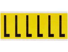 Repositionable Vinyl 3 in Black on Yellow, Letters L Card of 6 Labels