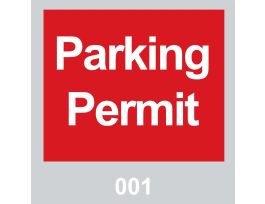 Self-Adhesive Vinyl Windshield Decals, Parking Permit, 001-100, Red