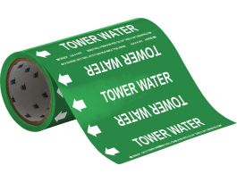 Tower Water Pipe Marker, 30' H x 8" W x 30' L, Roll of 30', Fits Pipes 2" Dia. or Smaller