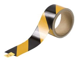 Marking Tape Roll - Reflective Vinyl, Diagonal Stripes, Black on Yellow, 2"x 5 Yds