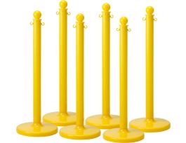 BradyLink Warning Posts, Yellow, 40" H x 2.5" Dia, Polyethylene, Pack of 6 Each
