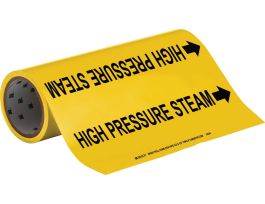 High Pressure Steam Pipe Marker, 30' H x 12" W, Roll of 30', Fits Pipes, 2.5" Dia. Thru 6" Dia.