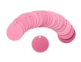 Blank Valve Tags, 1.5" Dia, Aluminum, Pink