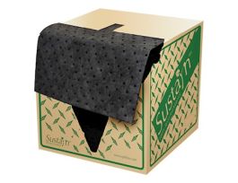 Recycled Universal Black Heavyweight Perforated Spill Pad, 16" x 18", 100/Case