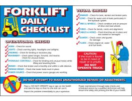 Forklift Daily Checklist Poster, 20" H x 29" W, Multi-Color