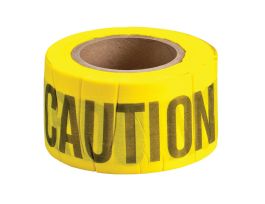 Caution Barricade Tape, 69% Wood Fiber, Black on Yellow, 3" x 150'