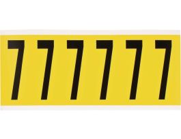 Repositionable Vinyl 3 in Black on Yellow, Numbers 7 Card of 6 Labels