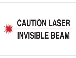Caution Laser Invisible Beam Sign, 10" H x 14" W x 0.006" D, Polyester
