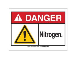 DANGER Nitrogen. Sign, 10" H x 14" W x 0.006" D, Polyester