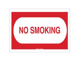 No Smoking Sign, 7" H x 10" W x 0.035" D, Aluminum, Red/White on Red