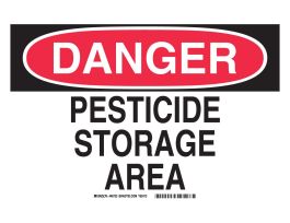 DANGER Pesticide Storage Area Sign, 10" H x 14" W x 0.035" D, Aluminum