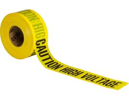 Standard Barricade Tape Roll -  Polyethylene, CAUTION HIGH VOLTAGE, Black on Yellow, 3"  x 1000'
