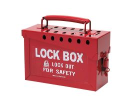 Brady® Portable Metal Group Lock Box, Small, 13 Lock Capacity, Red