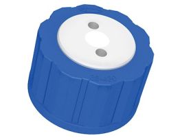 Solvent Bottle Cap, GL38/38-430 (plastic), 2 Luer ports with valve; 1/ea