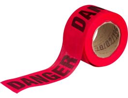 Danger Barricade Tape, 69% Wood Fiber, Black on Red, 3" x 150'