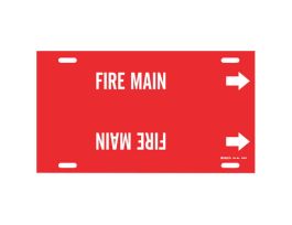 FIRE MAIN Pipe Marker, 8" H x 16" W, Fits Pipes 6" Dia. Thru 7.875" Dia.