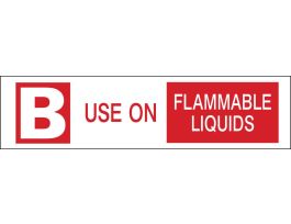 B USE ON FLAMMABLE LIQUIDS Labels, 1.5" H x 6" W x 0.004" D, Red on White