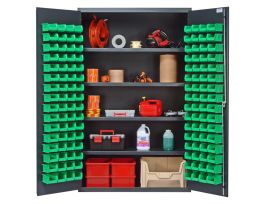 CABINET W/128 GRN BINS STEEL 48X24X78IN