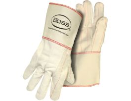 Boss® Cotton Chore Glove with Double Layer Palm, Cotton Back and Nap-in Finish - Gauntlet Cuff, XL