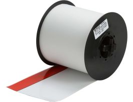 All Weather Permanent Adhesive Vinyl Label Tape with Red Header Stripe for MiniMark Printer - 4" x 100 ft L
