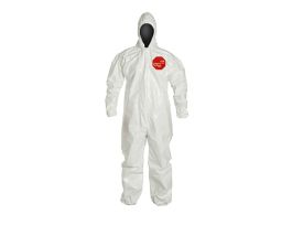 Tychem® 4000 Coverall, Hood, Elastic Wrists and Ankles, Storm Flap, Taped Seams, 6/CS, White