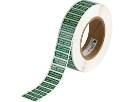 Label: Polyester, White On Green, 0.4 In H X 1.18 In W, 0.4" H x 1.18" W, White on Green