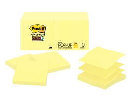 Post-it® Super Sticky Dispenser Pop-up Notes R330-10SSCY, Canary Yellow, 3 in x 3 in, 90 sht/pad, 10 pad/pack