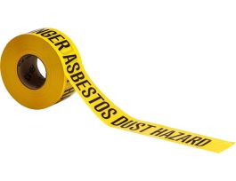 Standard Barricade Tape Roll -  Polyethylene, DANGER ASBESTOS DUST HAZARD, Black on Yellow, 3"  x 1000'