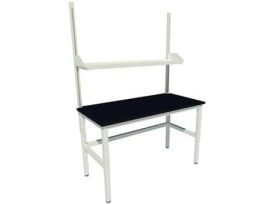 Patriot Table with Leveling Glides, Adjustable Height, with Uprights and one Shelf; 60" Wide