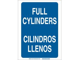 Bilingual Full Cylinders Full Cylinders Sign, 14" H x 10" W x 0.06" D, Polystyrene