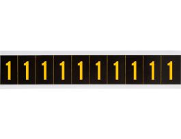 Outdoor Vinyl 2 in Yellow on Black Numbers 1 Card of 10 Labels