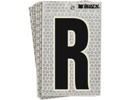 Glow in the Dark 5 in Black, Green Glow on Silver Letter R 10/PK