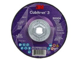 3M™ Cubitron™ 3 Depressed Center Grinding Wheel, 90004, 36+, T27, 5 in x 1/4 in x 5/8 in-11 (125x6mmx5/8-11in), ANSI, 10 ea/Case