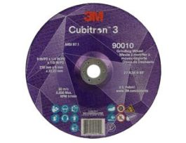 3M™ Cubitron™ 3 Depressed Center Grinding Wheel, 90010, 36+, T27, 9 in x 1/4 in x 7/8 in (230x6x22.23mm) ANSI, 10/Pack, 20 ea/Case