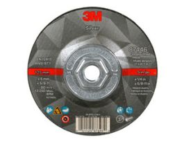 3M™ Silver Depressed Center Grinding Wheel, 87446, 36+, T27 Quick Change, 5 in x 1/4 in x 5/8 in-11, 10/Carton, 20 ea/Case